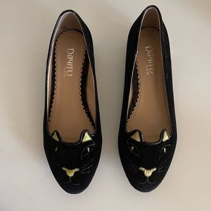 Black Velvet Kitten Flats